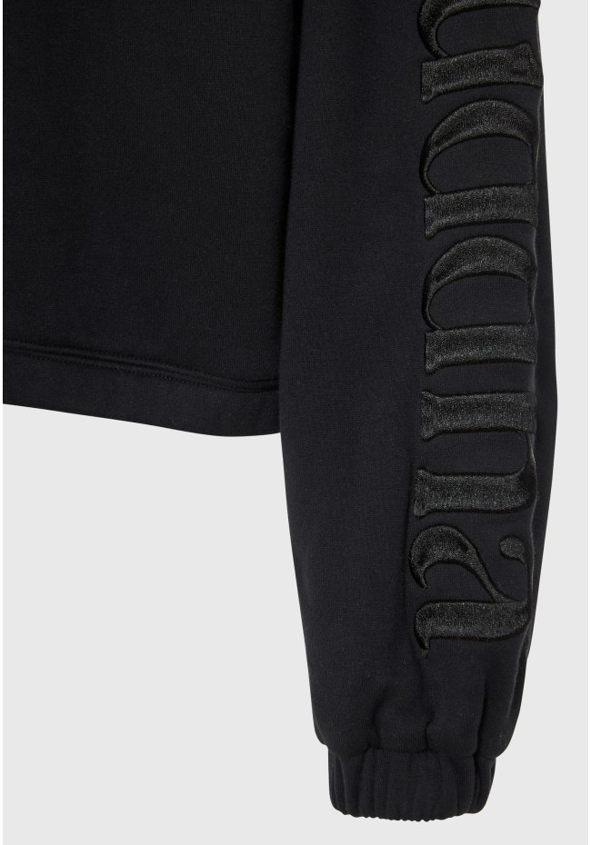 Oversized overhead hoodie with embroidery on the sleeves