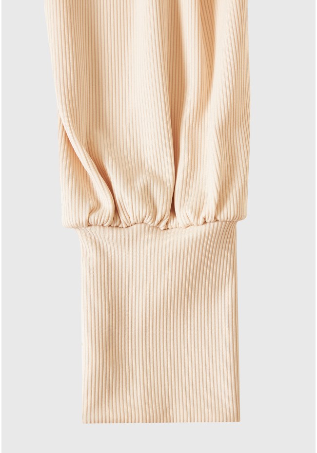 Turtle neck rib knitted long sleeve top