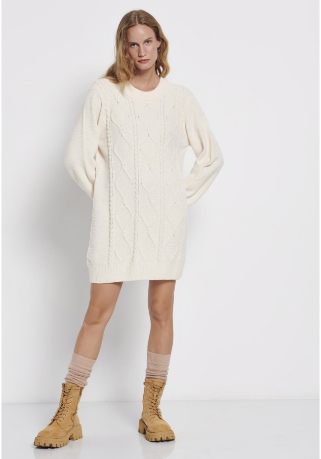 Cable knit chenille mini dress