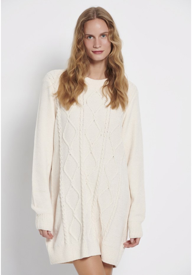 Cable knit chenille mini dress