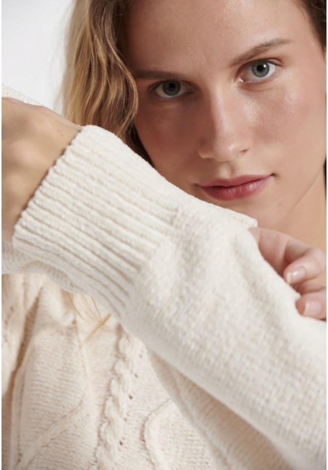 Cable knit chenille mini dress