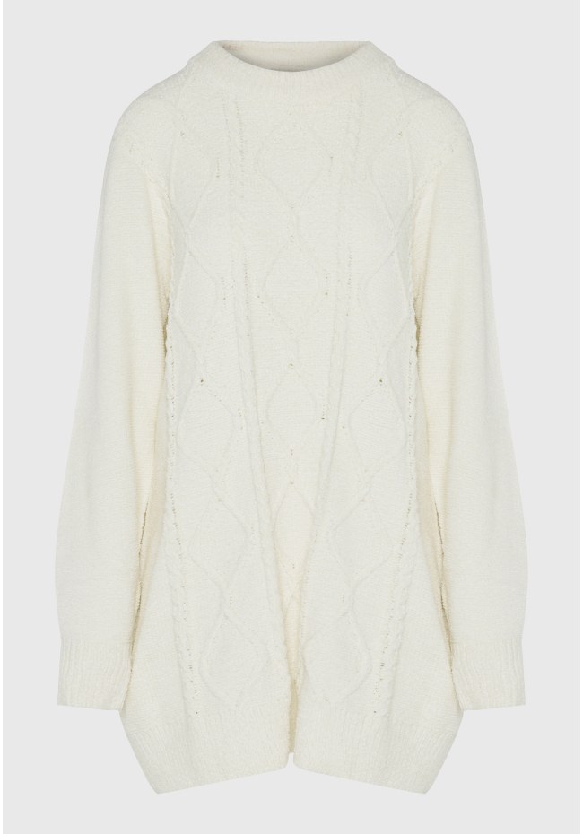 Cable knit chenille mini dress