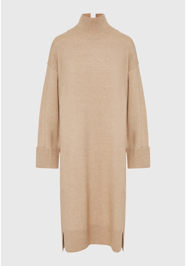 Midi knitted dress with side slits