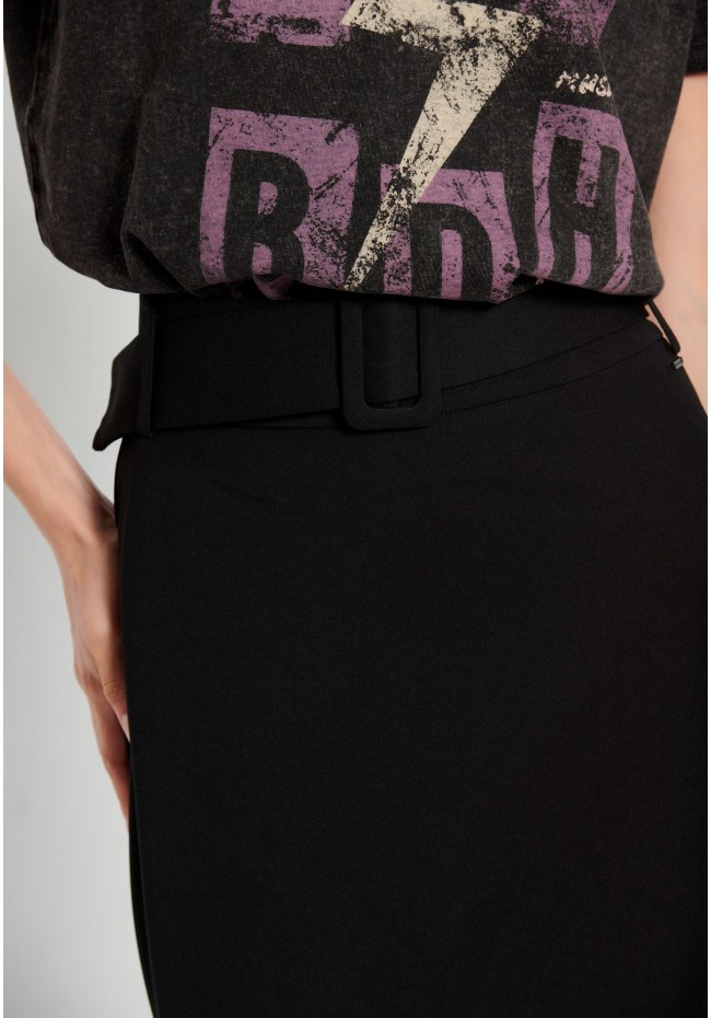Midi skirt with asymmetrical hem