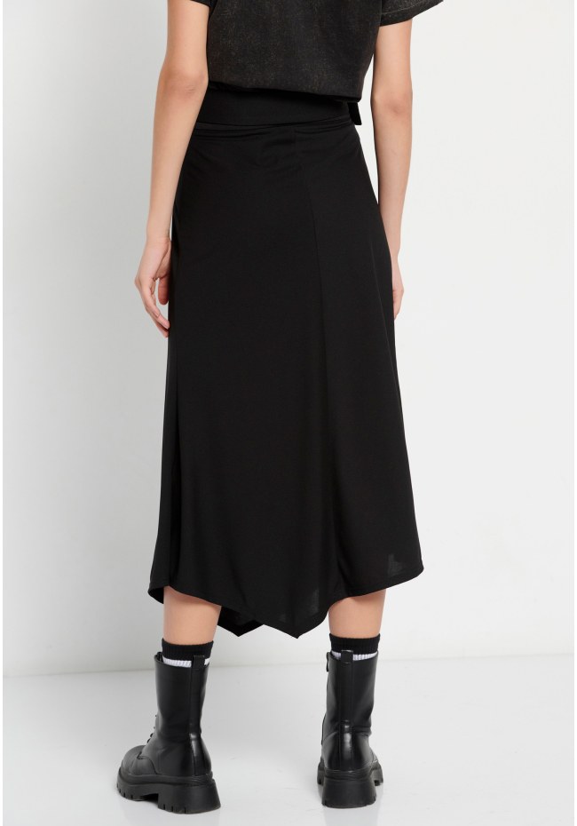 Midi skirt with asymmetrical hem