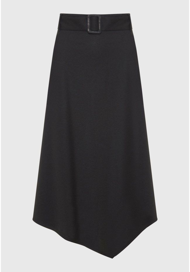 Midi skirt with asymmetrical hem