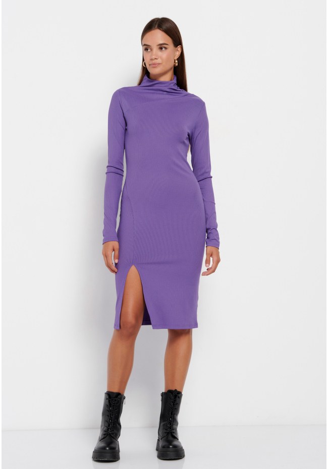 Midi dress in rib weave