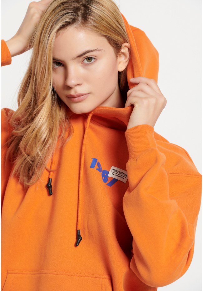 Oversized φούτερ με τύπωμα στην πλάτη