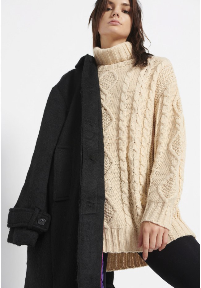 Relaxed fit γυναικείο μονόχρωμο παλτό