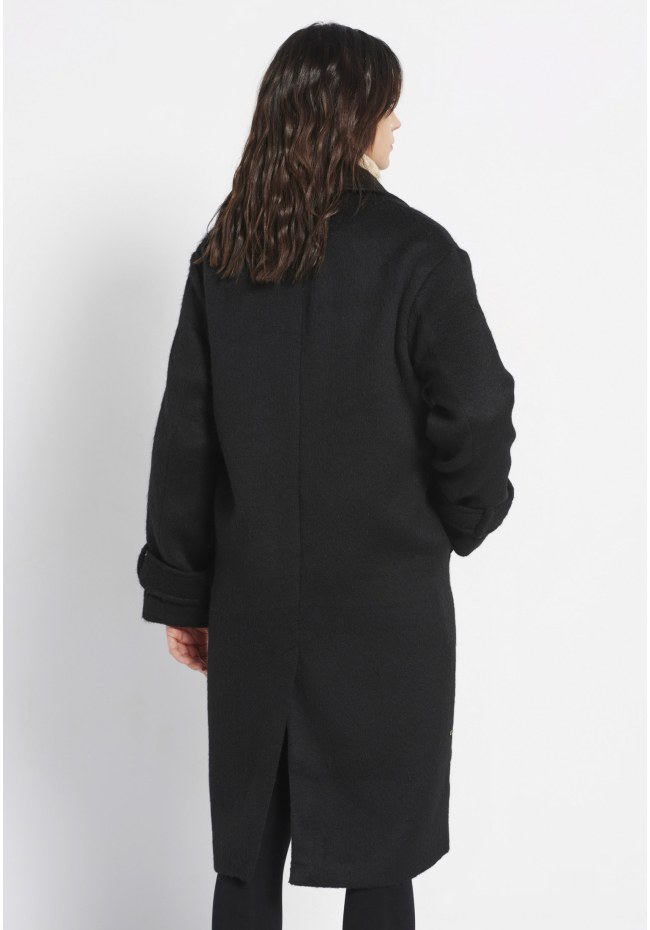Relaxed fit γυναικείο μονόχρωμο παλτό