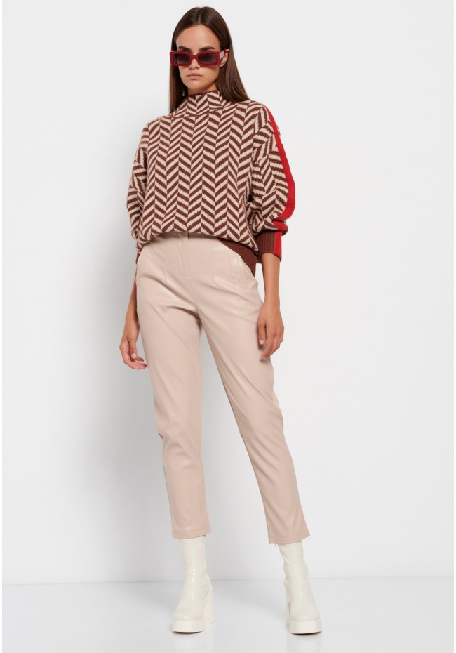 Γυναικείο casual παντελόνι από οικολογικό δέρμα (PU)