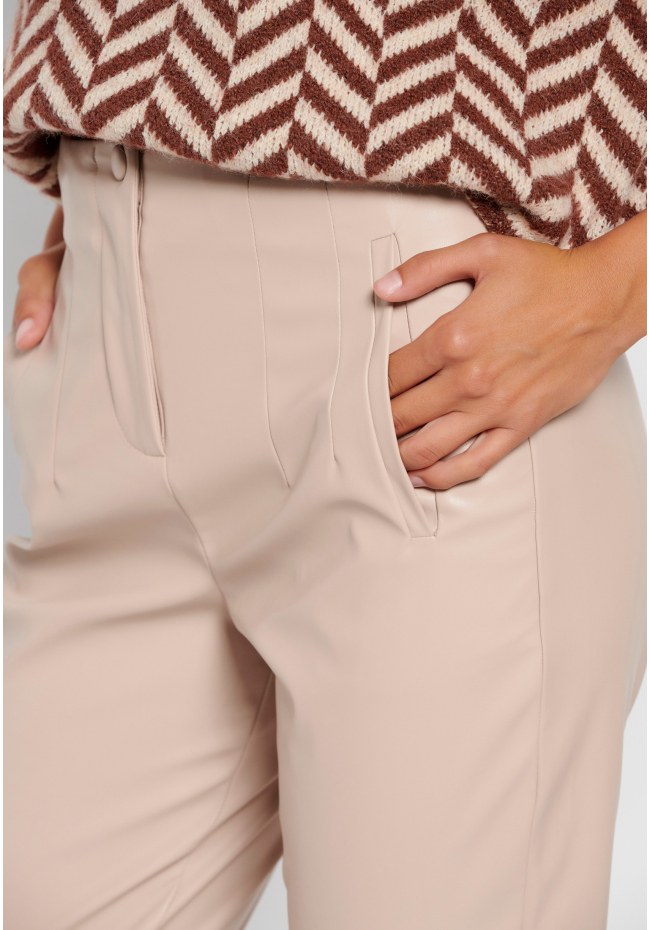 Γυναικείο casual παντελόνι από οικολογικό δέρμα (PU)