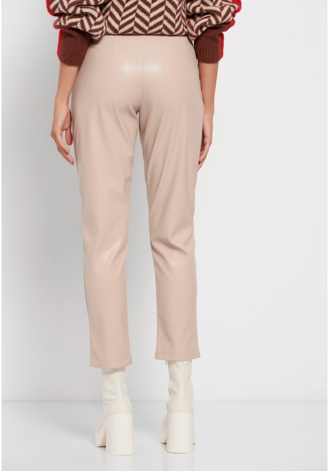 Γυναικείο casual παντελόνι από οικολογικό δέρμα (PU)