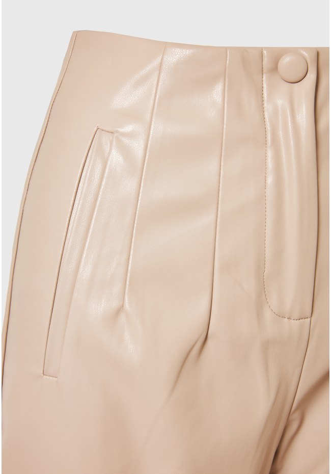 Γυναικείο casual παντελόνι από οικολογικό δέρμα (PU)