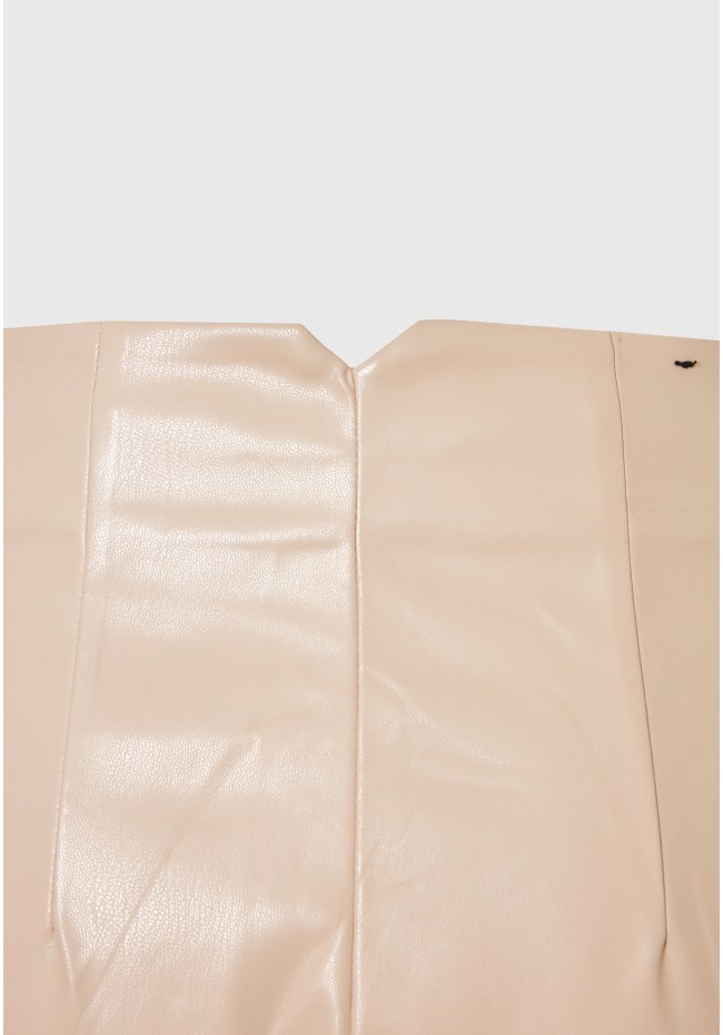 Γυναικείο casual παντελόνι από οικολογικό δέρμα (PU)