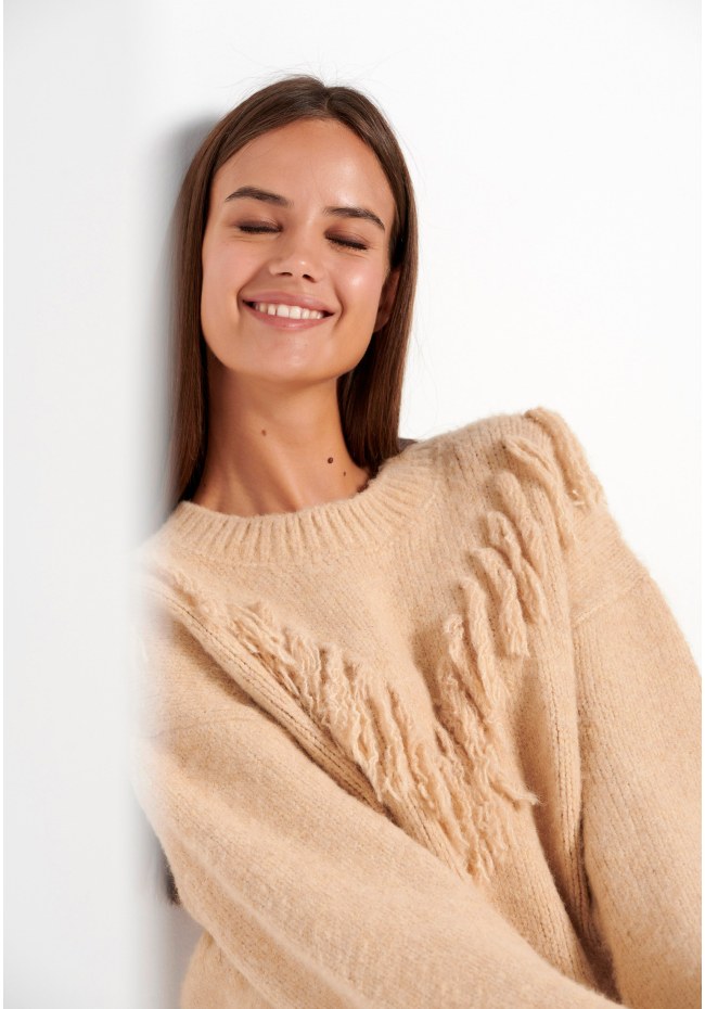 Oversized boho πλεκτή μπλούζα