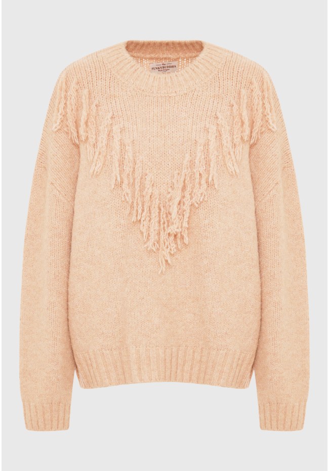 Oversized boho πλεκτή μπλούζα
