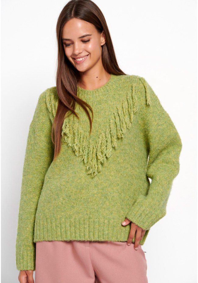 Oversized crew-neck boho pullover