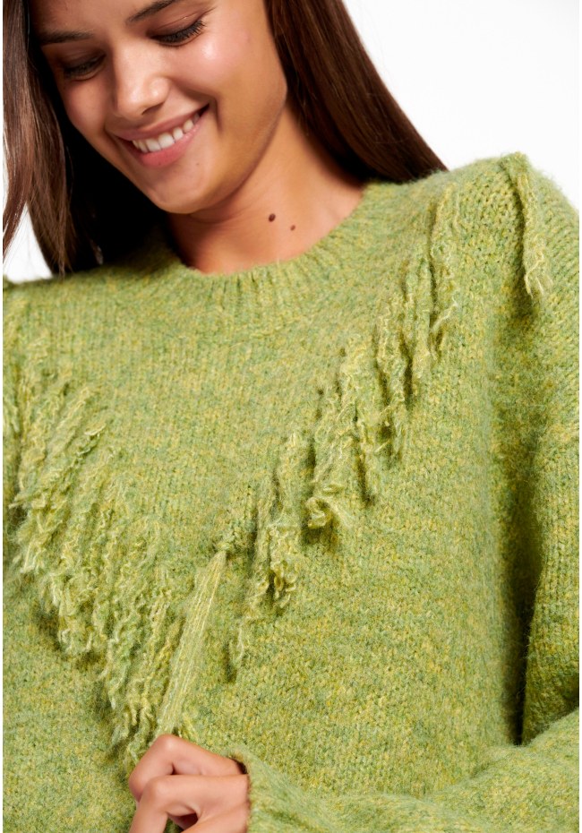 Oversized crew-neck boho pullover