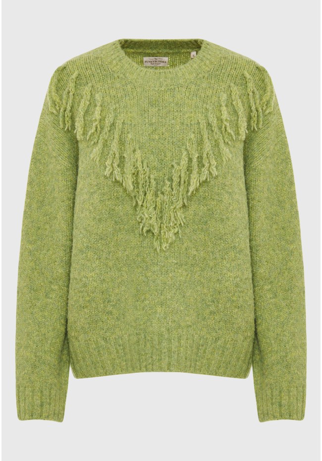 Oversized crew-neck boho pullover