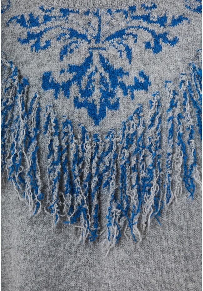 Boho crew-neck pullover with pattern