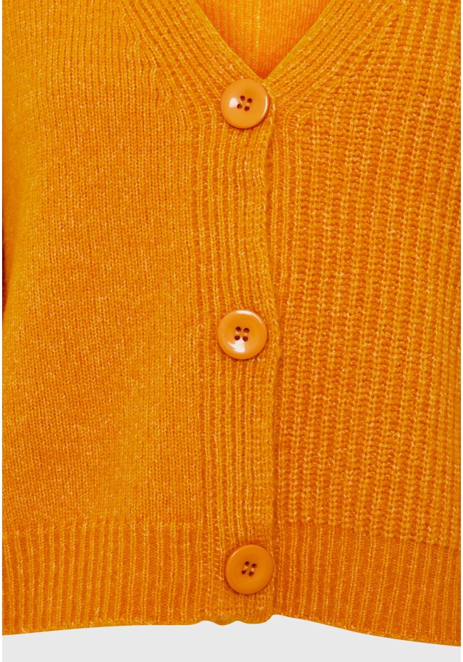 Πλεκτή ζακέτα με φουσκωτά μανίκια