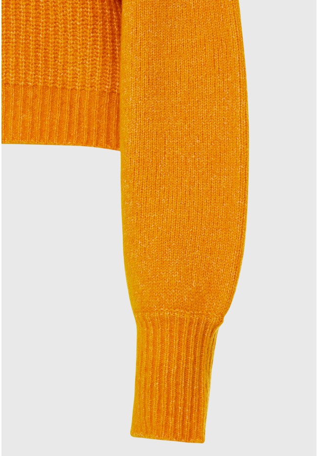 Πλεκτή ζακέτα με φουσκωτά μανίκια