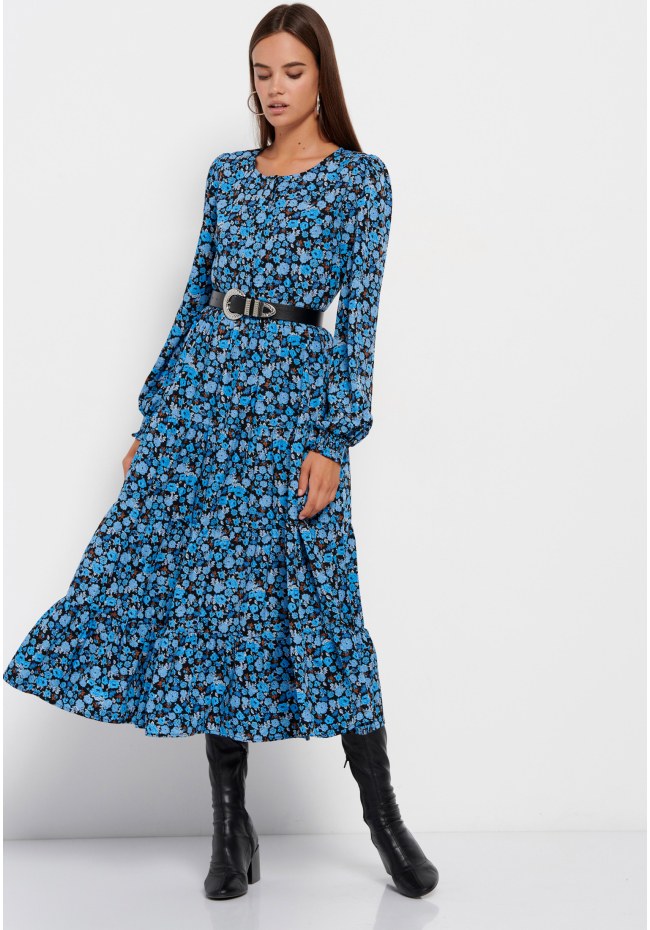 Floral maxi dress with ruffles