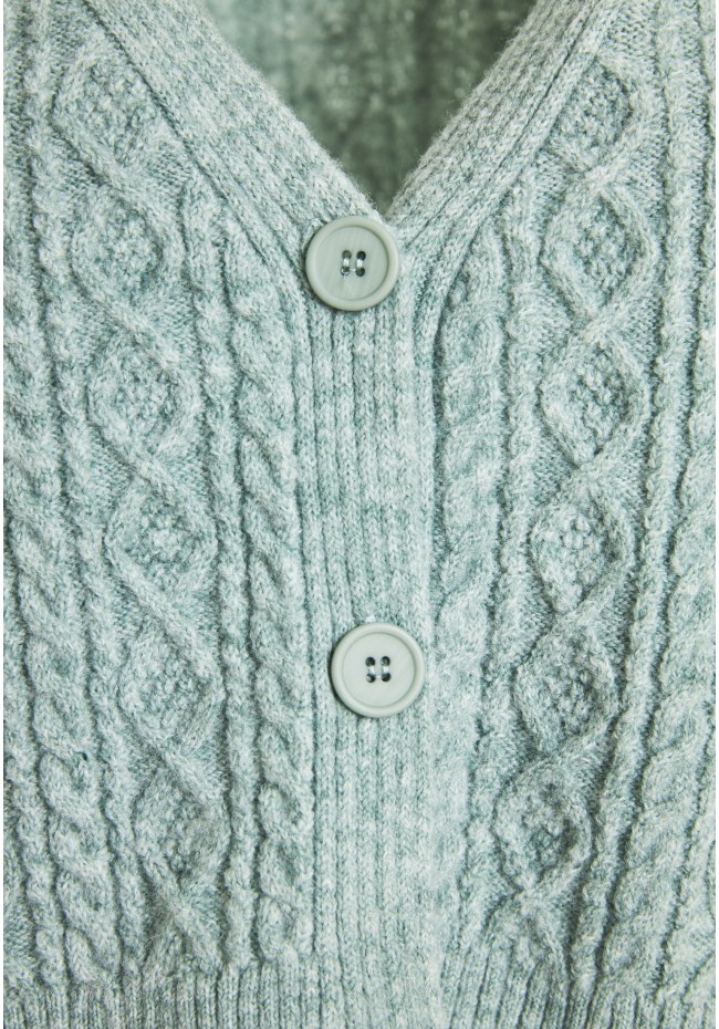 Cropped cable knit cardigan