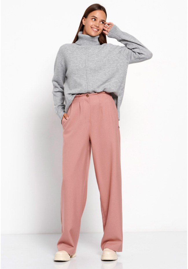 Turtle neck oversized sweater with side slits