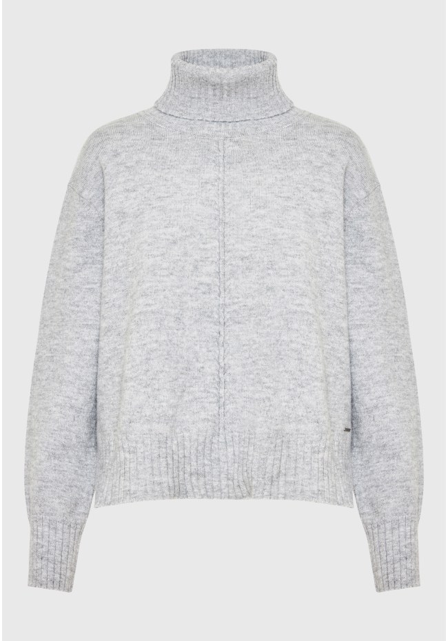 Turtle neck oversized sweater with side slits