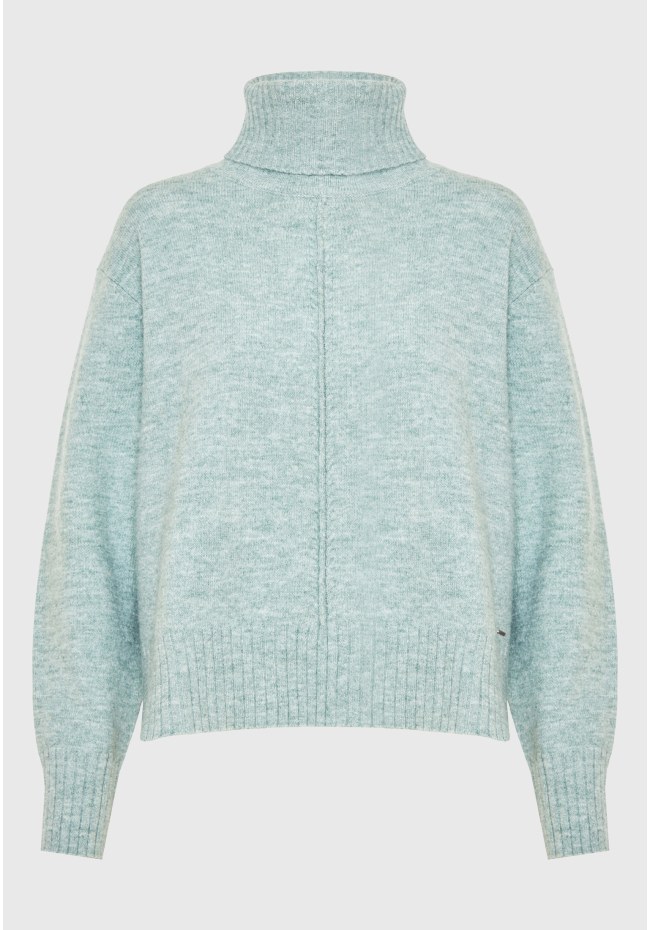 Turtle neck oversized sweater with side slits