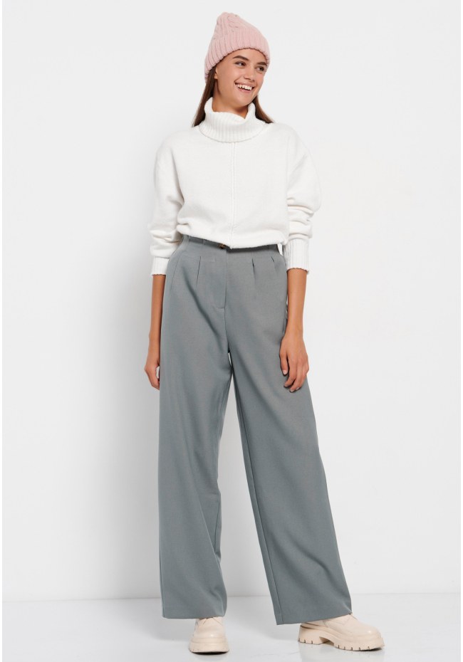 Turtle neck oversized sweater with side slits