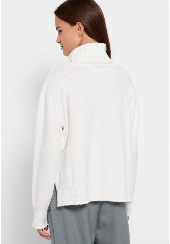 Turtle neck oversized sweater with side slits