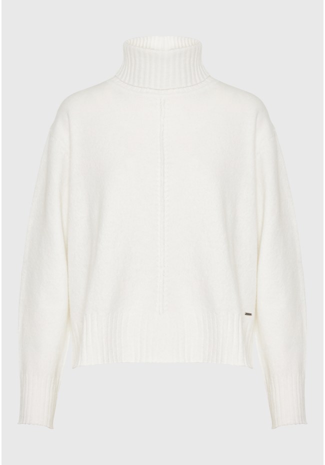 Turtle neck oversized sweater with side slits