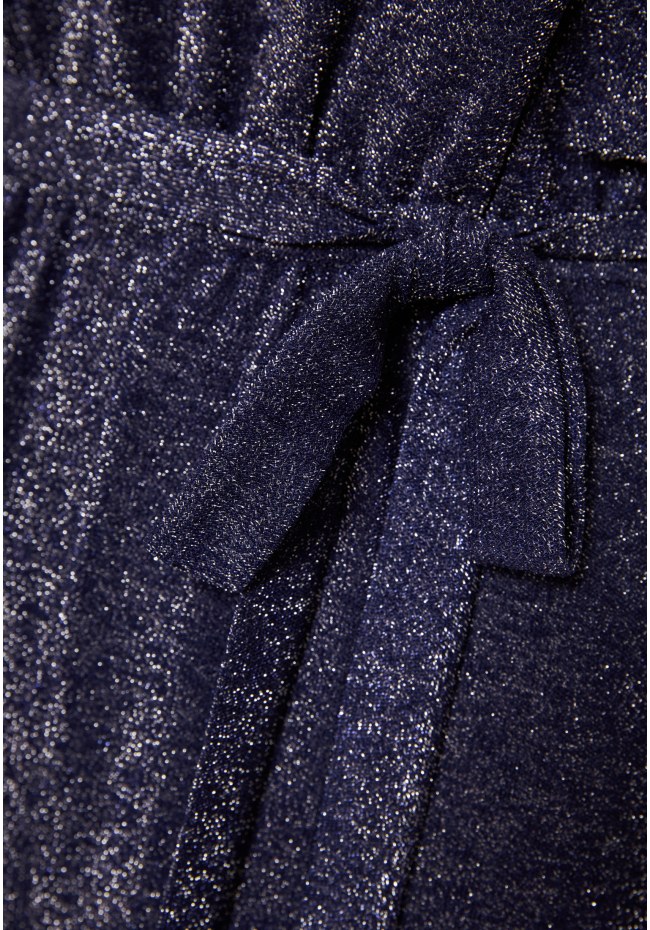 Wide leg metallic thread jumpsuit