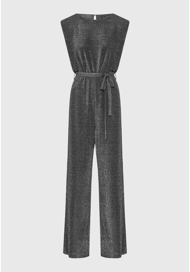 Wide leg ολόσωμη φόρμα με μεταλλιζέ νήμα