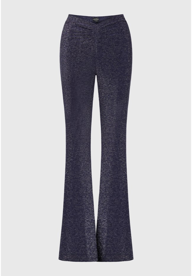 Flare fit pants with metallic thread