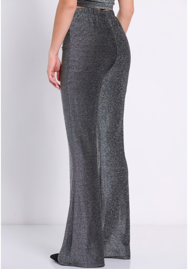 Flare fit pants with metallic thread