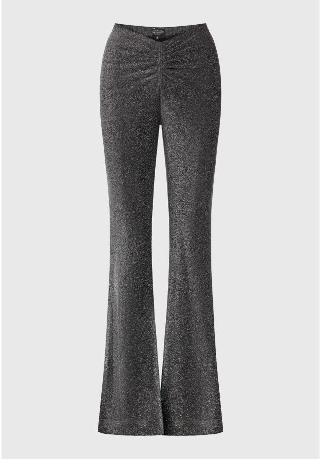 Flare fit pants with metallic thread