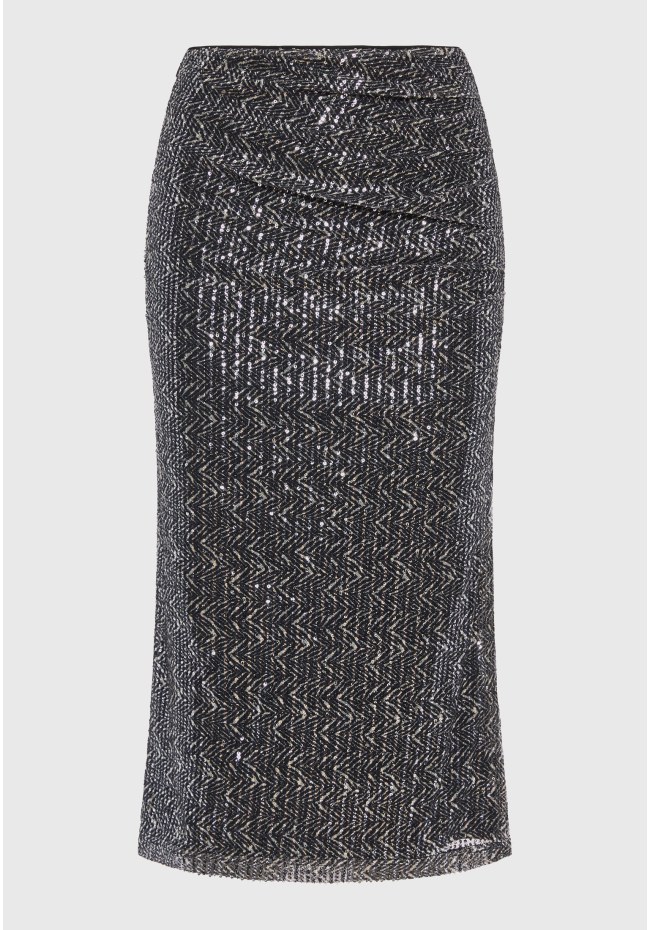 Draped midi skirt with sequins