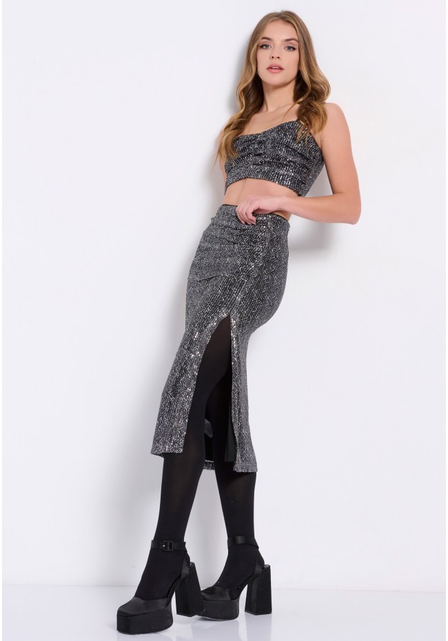 Cropped top with sequins