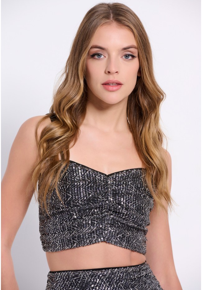 Cropped top with sequins