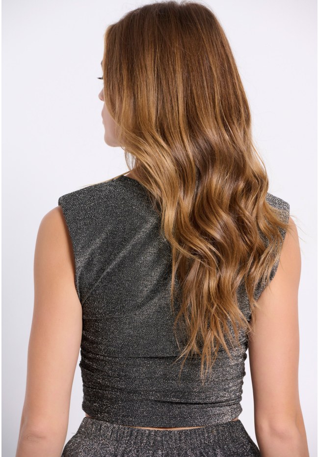 Cropped top with metallic thread and pads