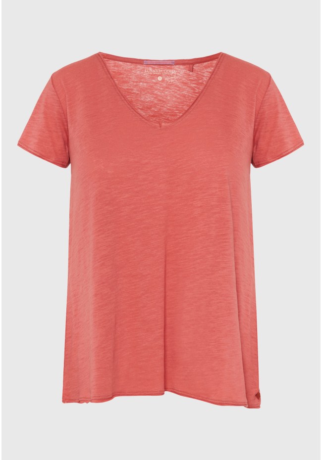 Γυναικείο V-neck μονόχρωμο t-shirt - The essentials