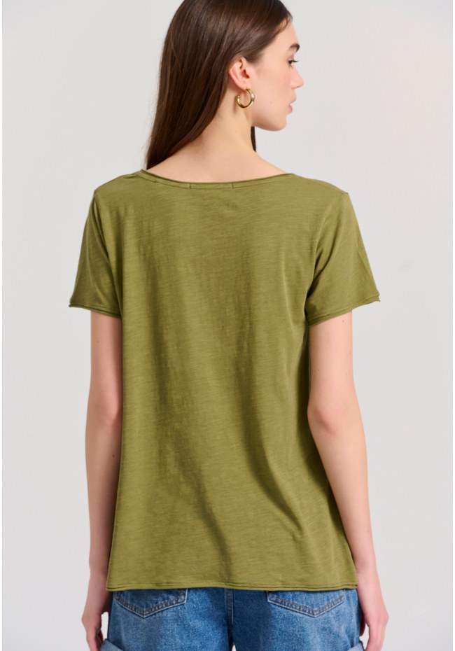 Women's V-neck plain t-shirt - The essentials