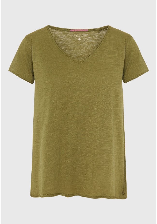 Women's V-neck plain t-shirt - The essentials