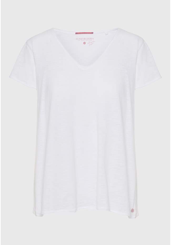 Γυναικείο V-neck μονόχρωμο t-shirt - The essentials
