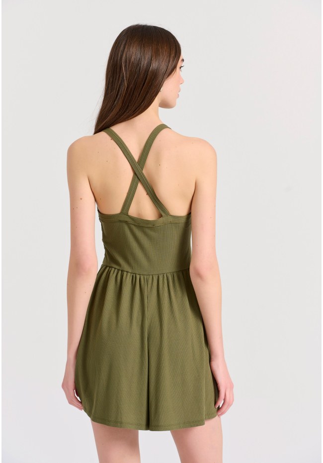 Rib jumpsuit shorts