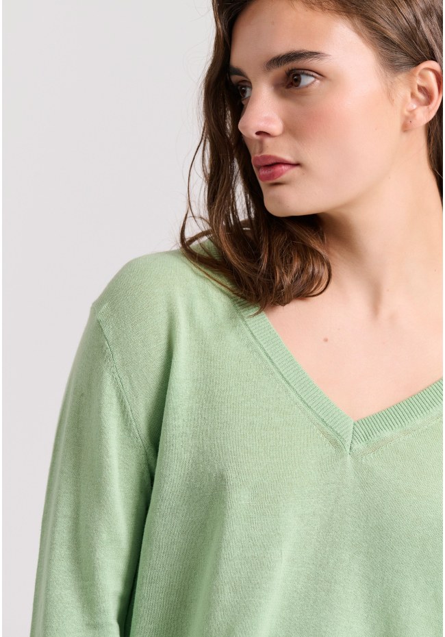 Γυναικεία linen blend lightweight πλεκτή μπλούζα